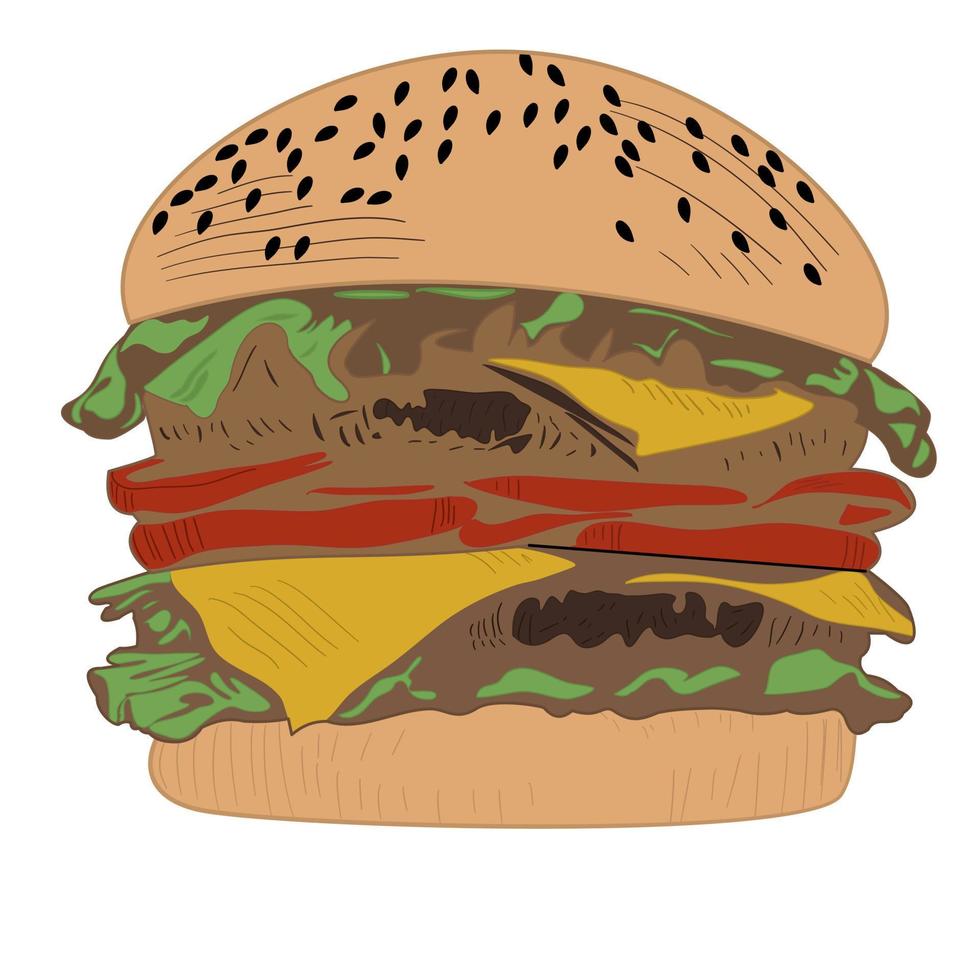 Hamburger lokalisiert auf weißem Hintergrund vektor
