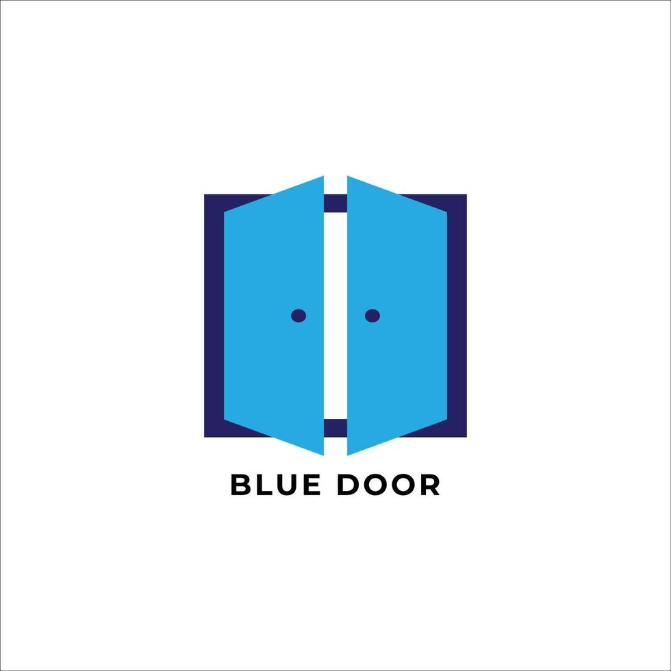 blå dörr logotyp formgivningsmall isolerad på vit bakgrund. dubbeldörr illustration logotyp koncept. vektor