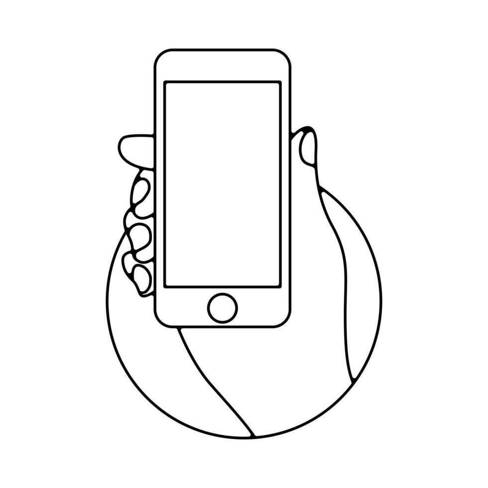Hand hält Telefon-Logo-Design vektor