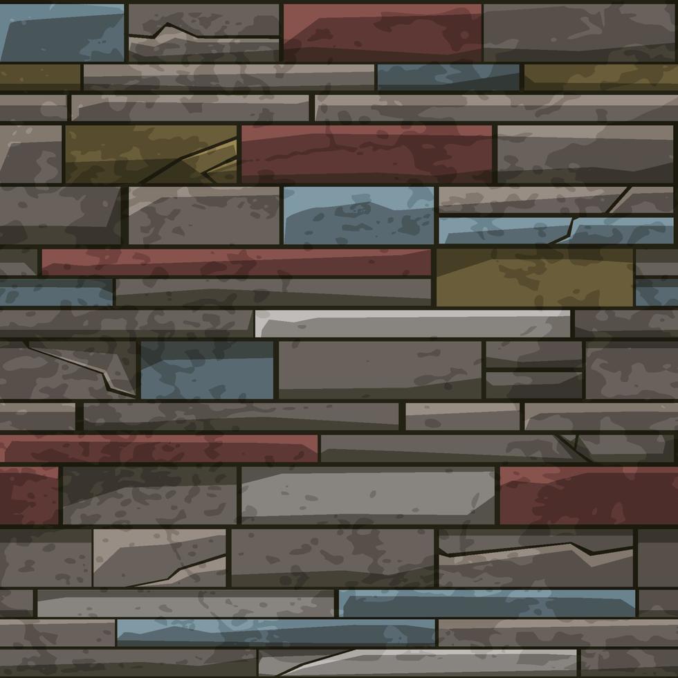 seamless mönster av sten tegel gammal vägg, mångfärgad konsistens för tapeter. vektor illustration av färgglada smutsiga vintage bakgrund för speldesign.