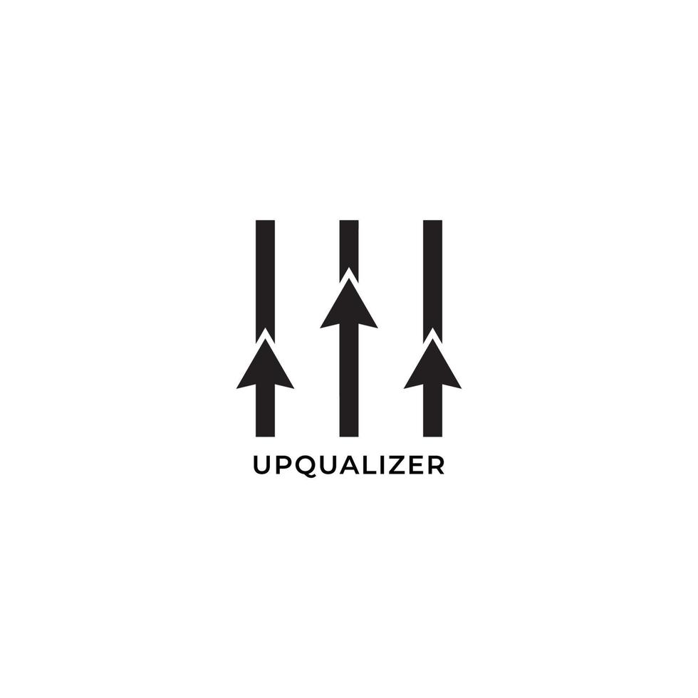 Upqualizer-Logo-Design-Vorlage isoliert auf weißem Hintergrund. Aufwärtspfeil-Mischung mit Equalizer-Designkonzept. geeignet für Unternehmensführung, berufliche Entwicklung, Teamunterstützung und andere vektor
