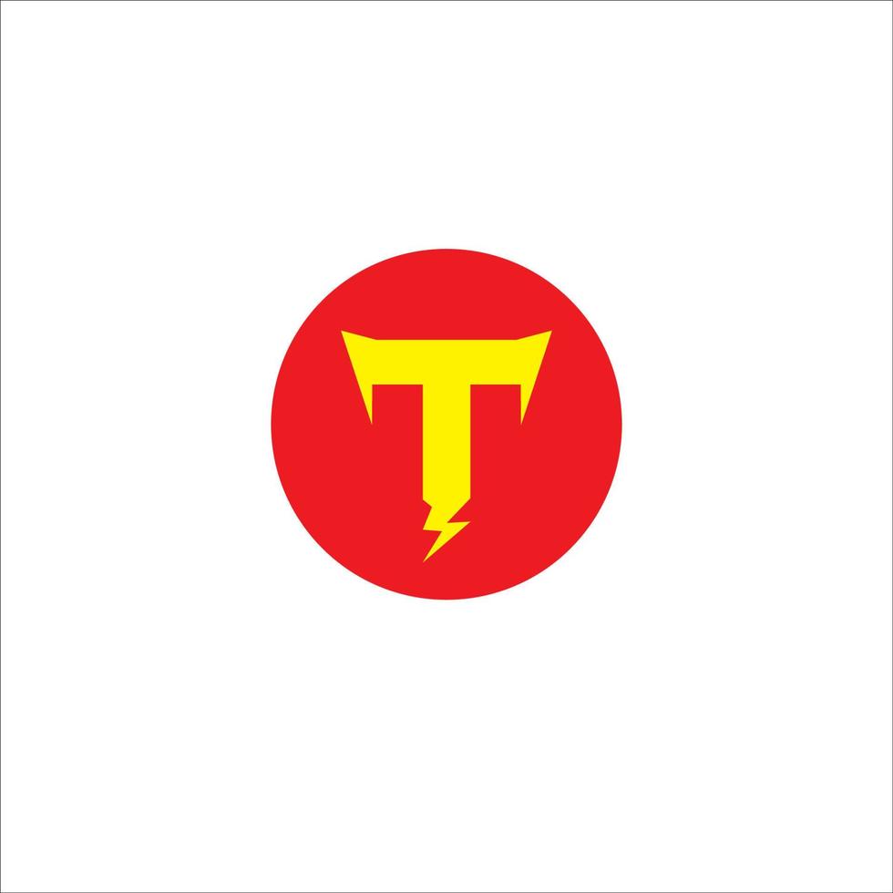 bokstaven t initial logotyp formgivningsmall isolerad på vit bakgrund. alfabetet thunder logotyp koncept. varmt redan och gult färgtema. vektor