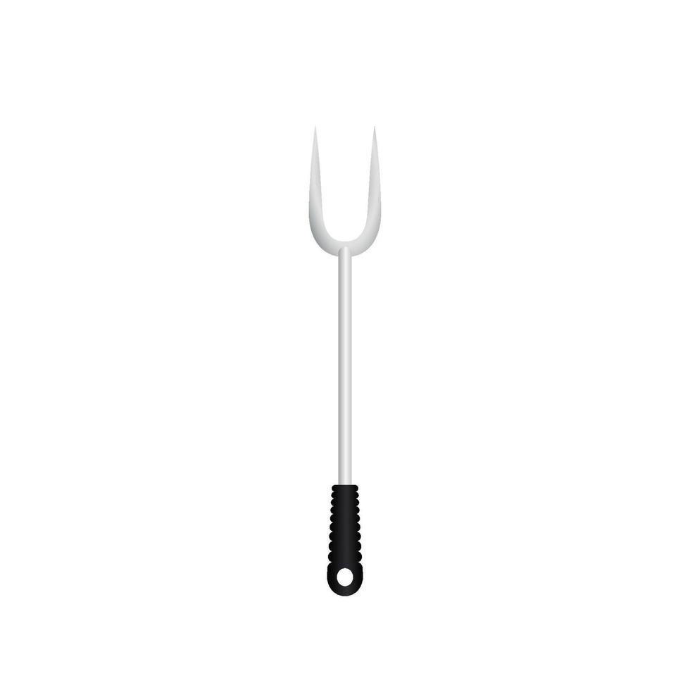 Gabel-Utensil-Vektor-Illustration isoalted auf weißem Hintergrund. Grillwerkzeug aus Metall mit hitzebeständigem Griff. geeignet für realistisches 3D-Modell. vektor