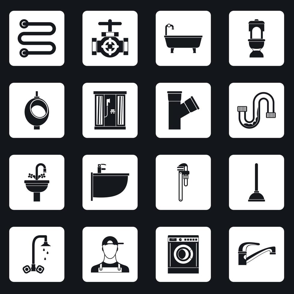 Sanitär-Icons setzen Quadrate Vektor