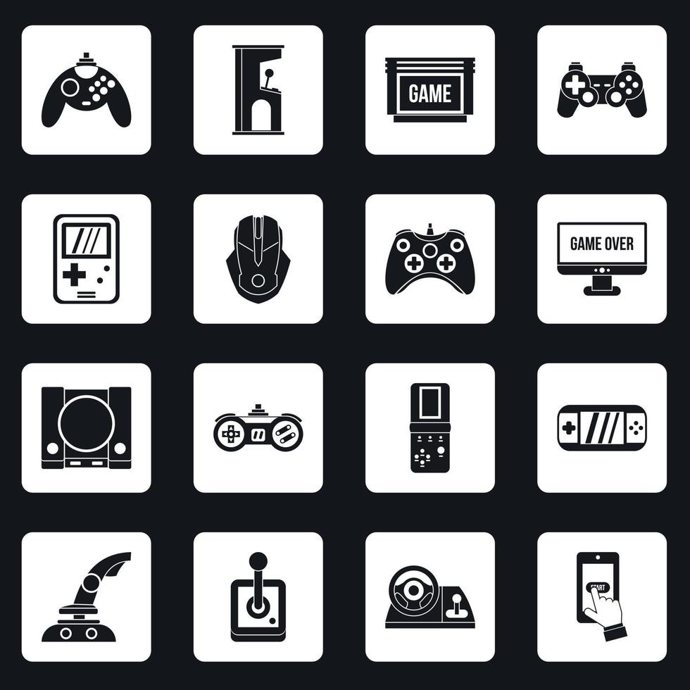 Videospiel-Icons setzen Quadrate Vektor