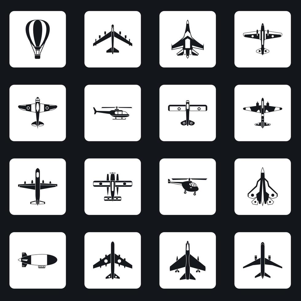 Luftfahrt-Icons setzen Quadrate Vektor