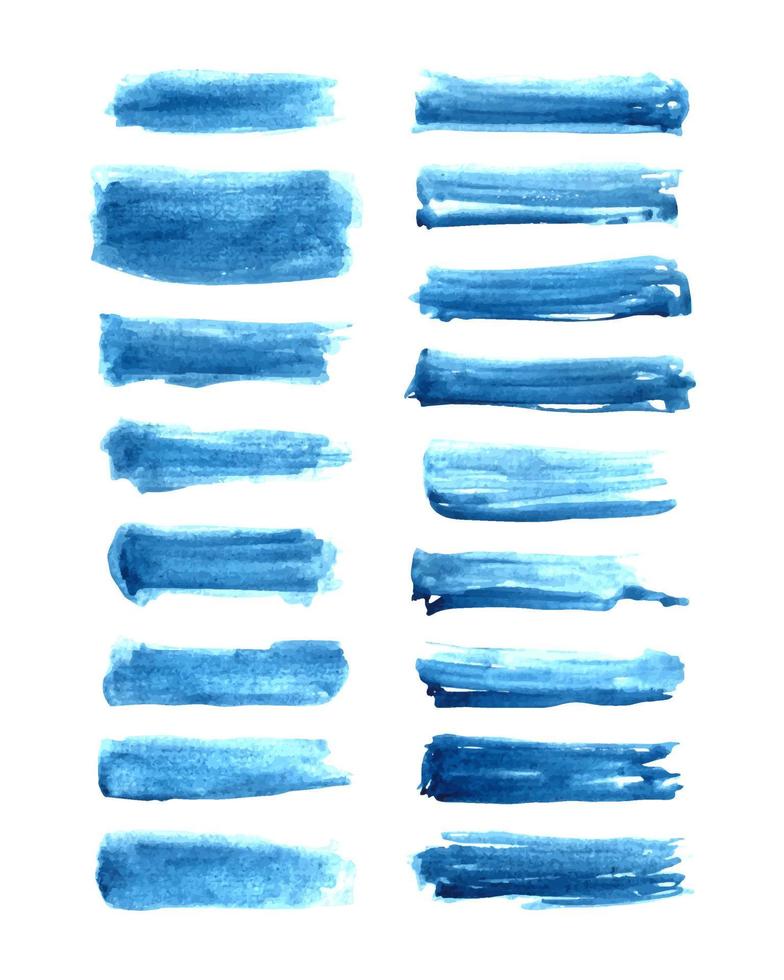 abstrakt horisontell akvarell penseldrag med blå färgnyanser. vektor