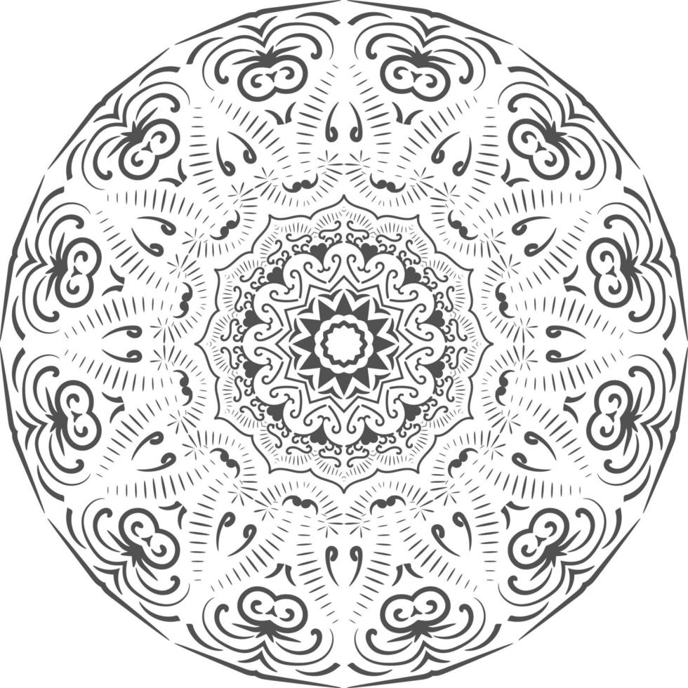 mandala prydnad, kontur, doodle, handritade, illustration. vektor henna tatueringsstil, kan användas för textil, målarböcker, telefonfodraltryck, gratulationskort