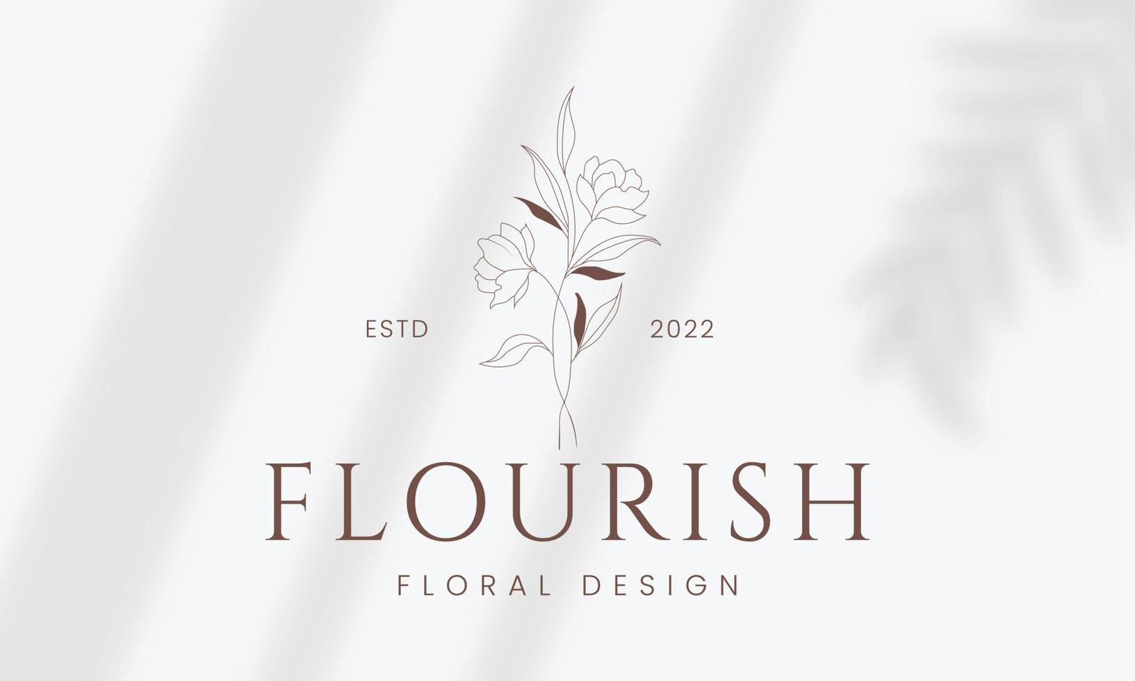 botanisches florales element handgezeichnetes logo mit wilden blumen und blättern. logo für spa- und schönheitssalon, boutique, bioladen, hochzeit, blumendesigner, innenausstattung, fotografie, kosmetik. vektor