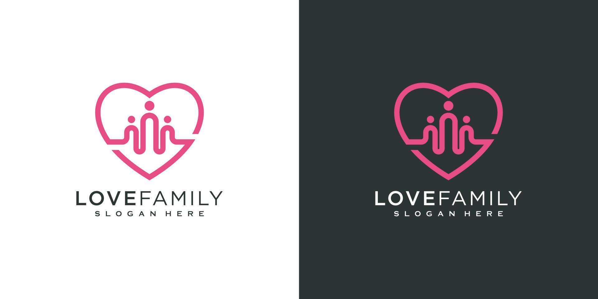 Liebe Familie Logo Vektor Design Linienstil