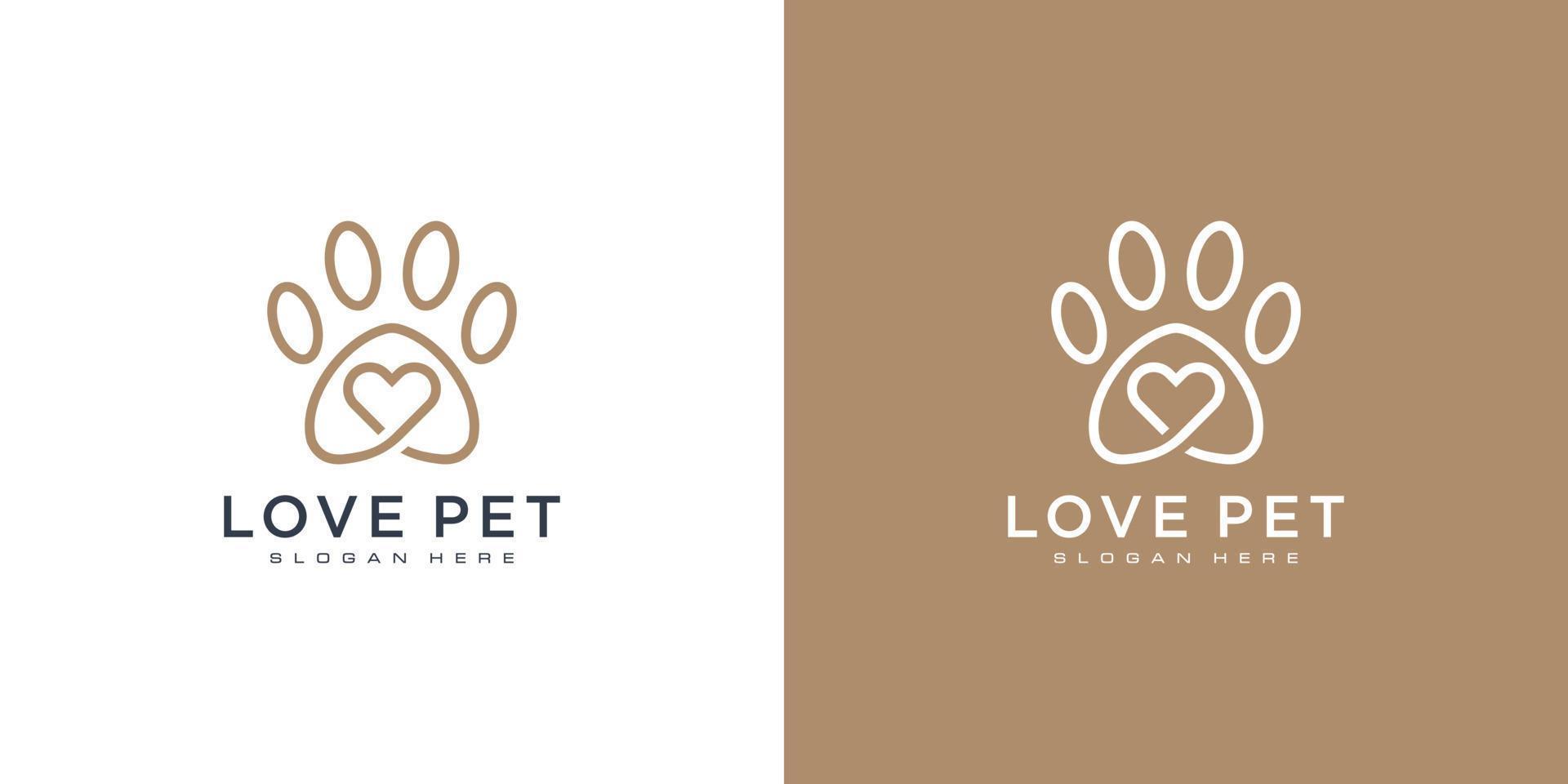 älskar husdjur logotyp vektor linjestil