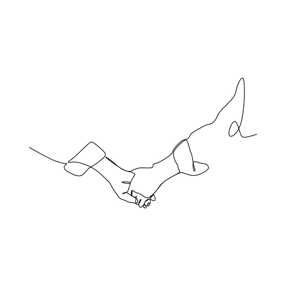 Hand, die Geste zusammenhält. einzelne durchgehende Linie Handgesten-Grafiksymbol. einfaches einzeiliges gezeichnetes gekritzel für das weltweite kampagnenkonzept. lokalisiertes Vektorillustrationsdesign auf weißem Hintergrund vektor