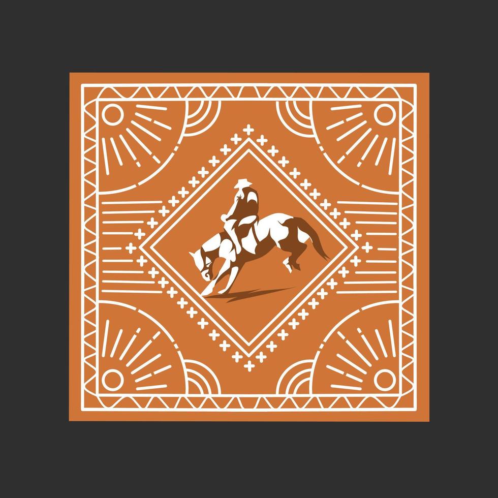 illustration vektor av bandana design, cowboy ridhäst, perfekt för tryck, etc.