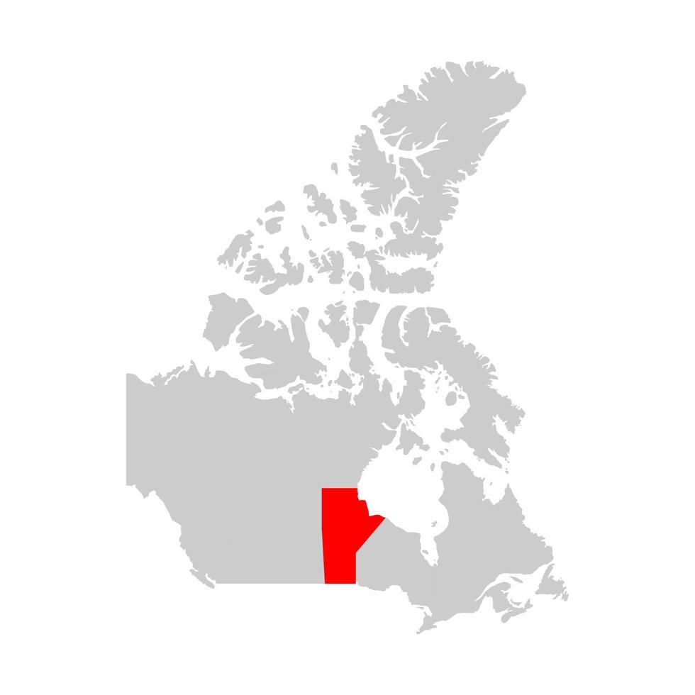 Manitoba-provinsen markerad på kartan över Kanada vektor