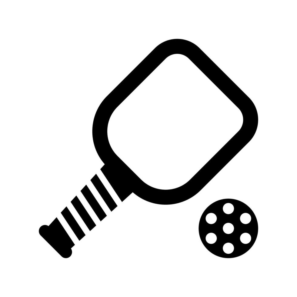 Pickleball schwarzes Vektorsymbol auf weißem Hintergrund vektor