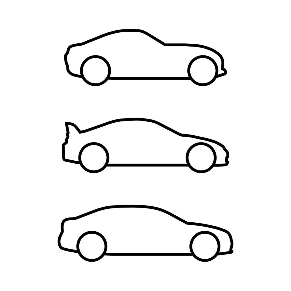 Sportwagen-Vektor-Icon-Set isoliert auf weißem Hintergrund vektor