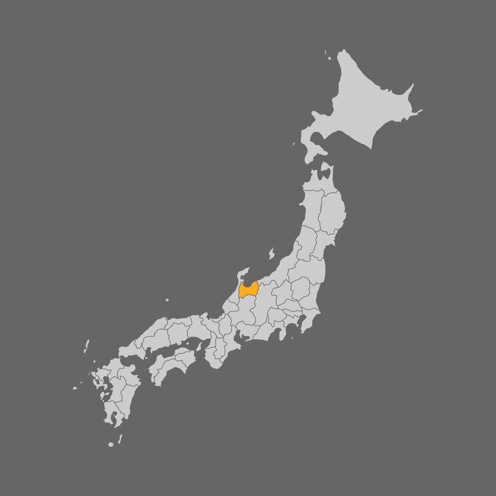 Präfektur Toyama auf der Karte von Japan hervorgehoben vektor