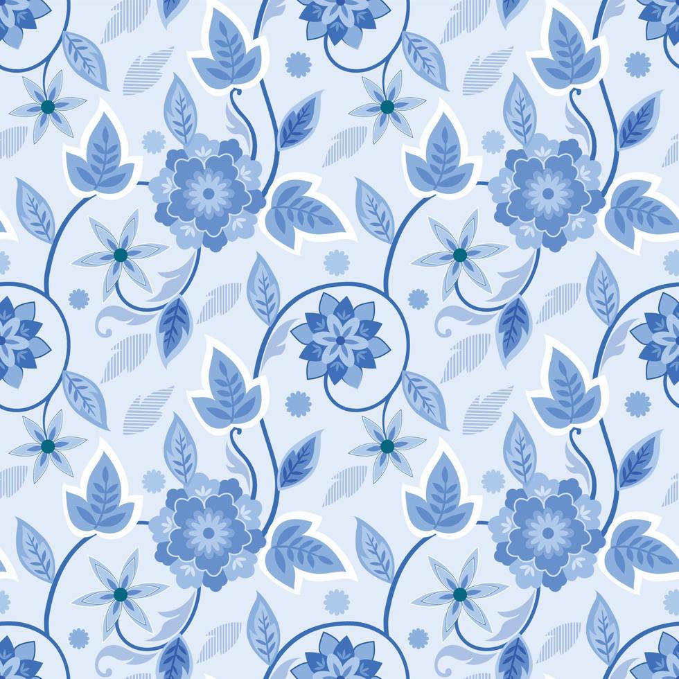blommor och blad på blå bakgrund. vektor