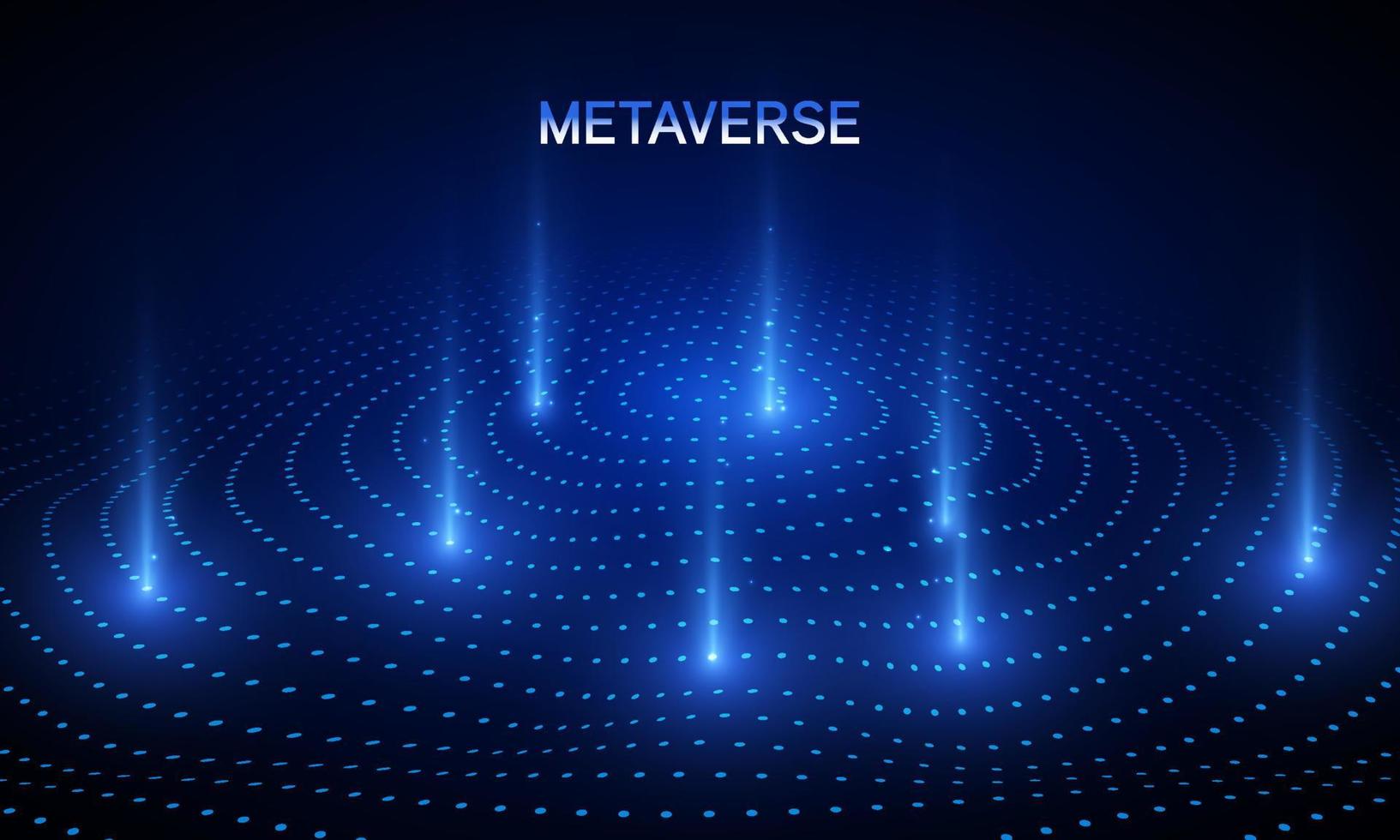 metaverse weltkarte globus blaue lichtpunkte muster wellenhintergrund im konzept metaverse, virtuelle realität, erweiterte realität und blockchain-technologie. vektor