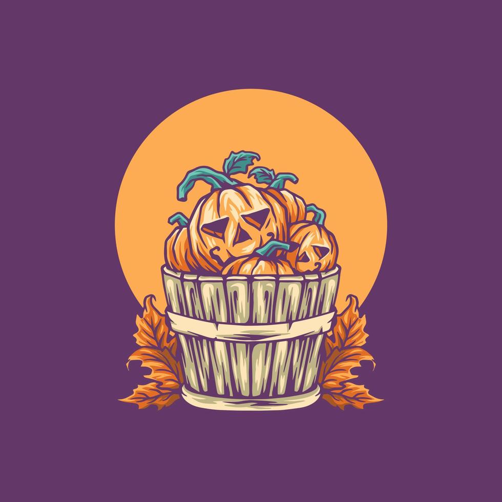 halloween pumpa i hink illustration vektor