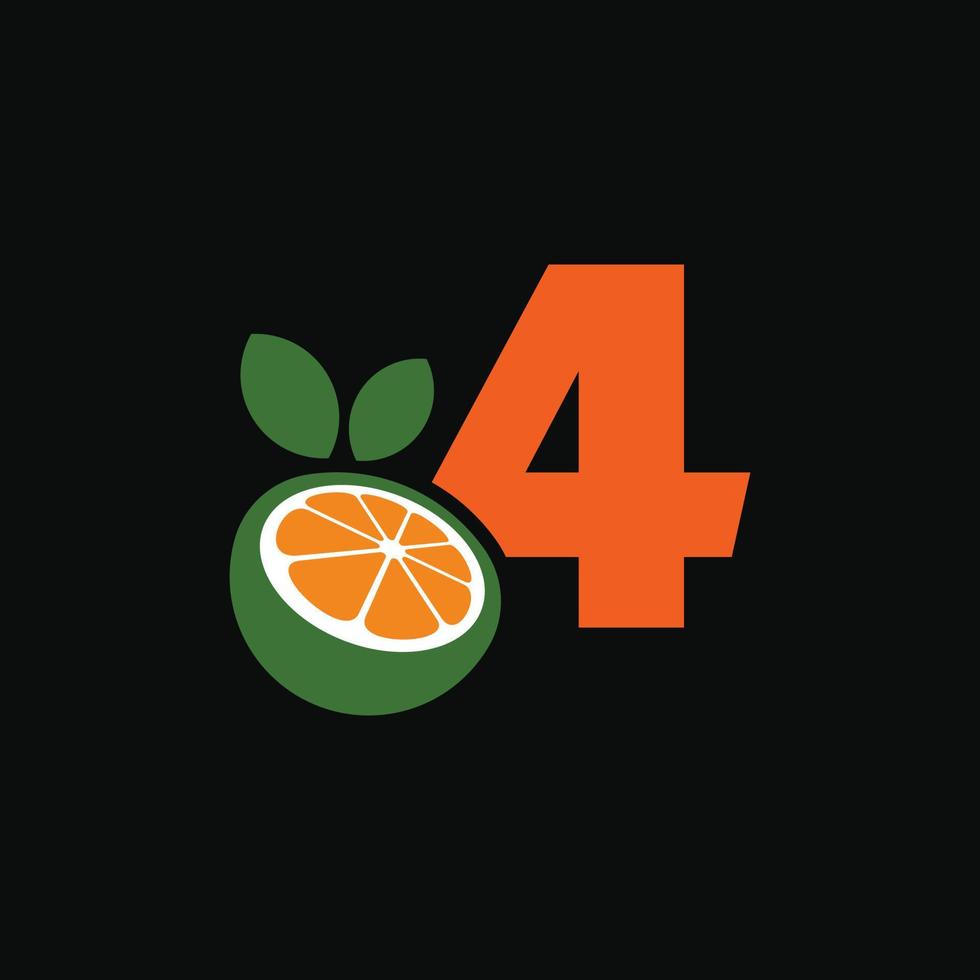 nummer 4 orange logotyp vektor