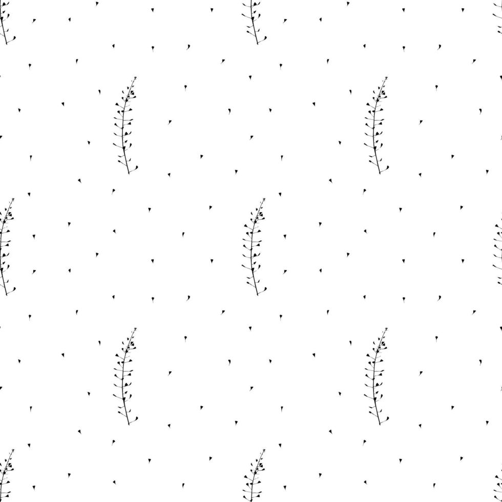 minimalistisches Schwarz-Weiß-Kräutermuster. einfache Pflanzenelemente auf weißem Hintergrund vektor