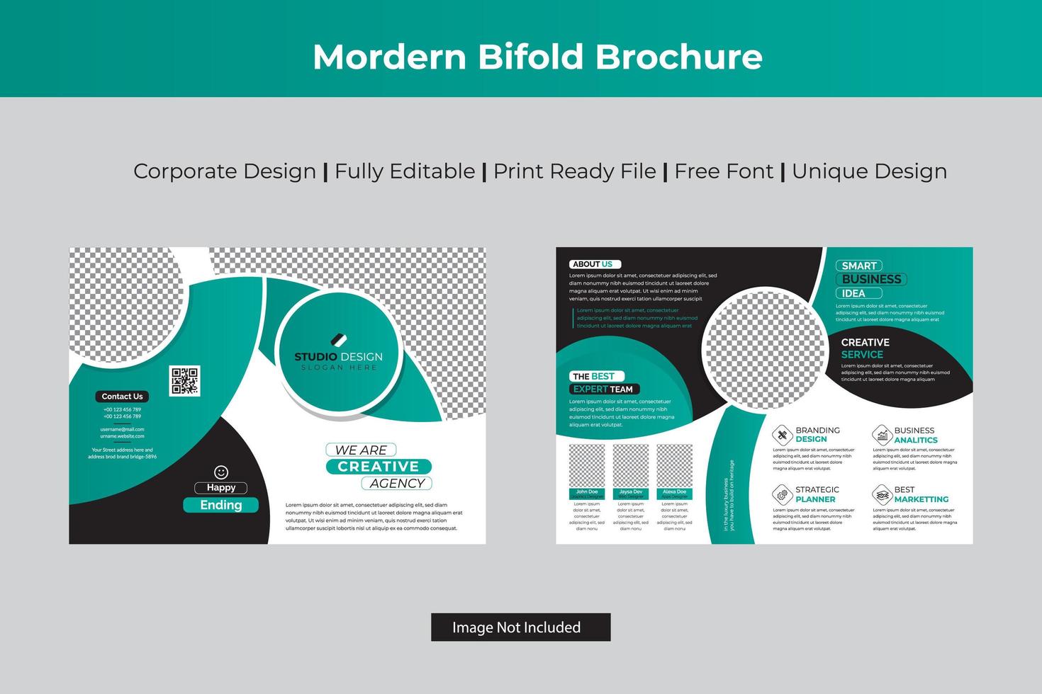 Teal Corporate Bi-Fold mit dynamischen Kurven vektor