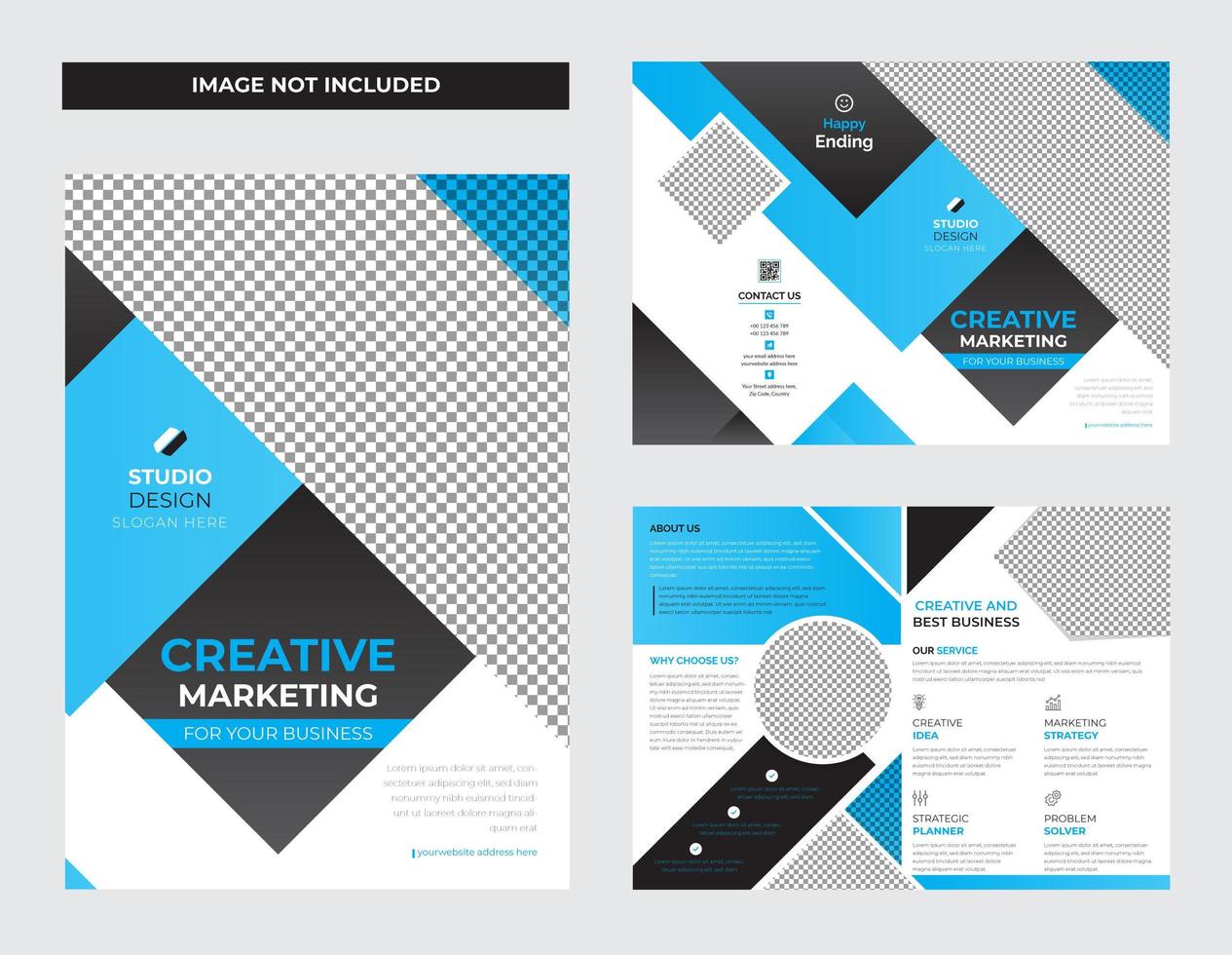 Business Bi-Fold Template Design in Cyan Farbe vektor