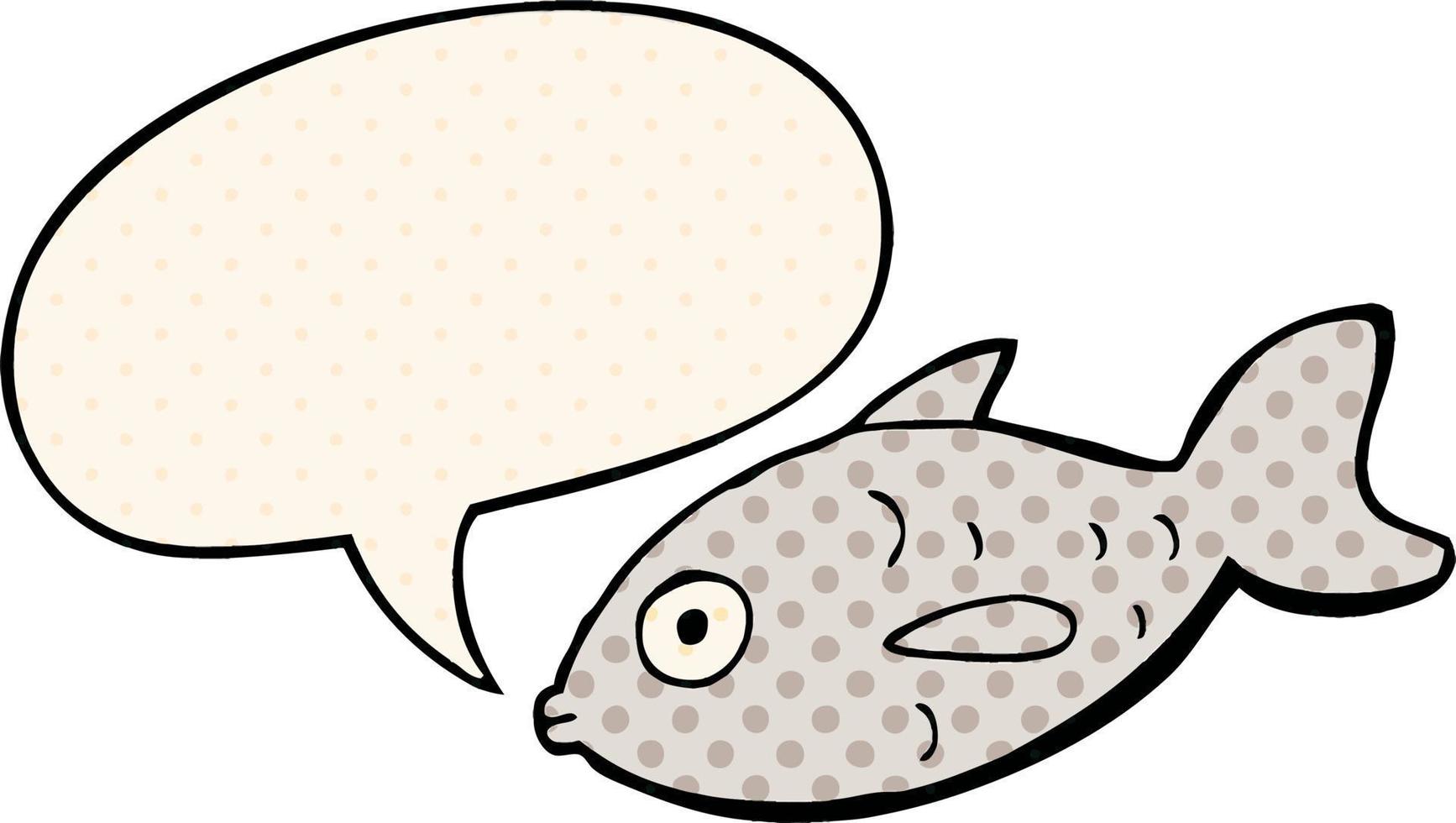 tecknad fisk och pratbubbla i serietidningsstil vektor