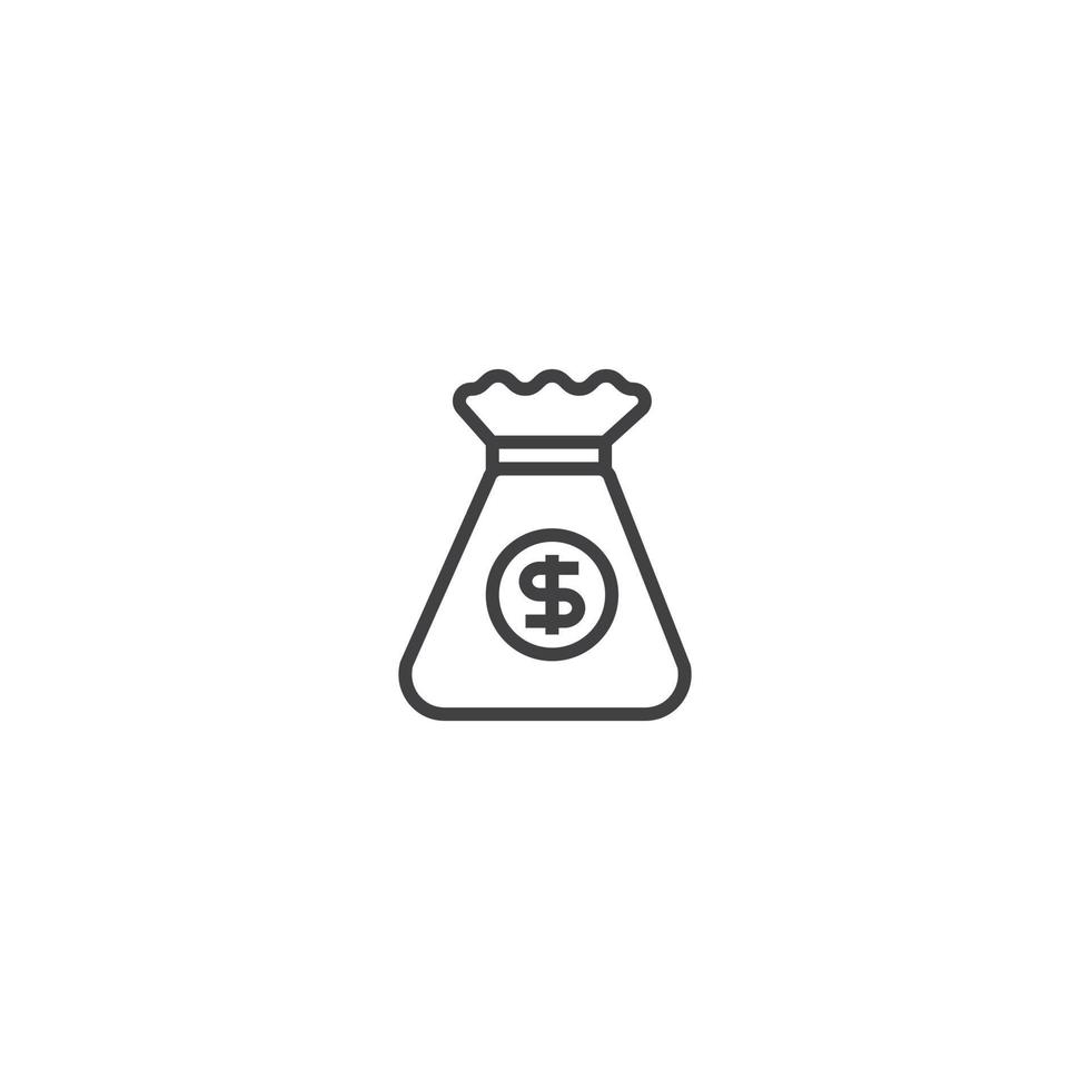 pengar väska linje ikon. linjär stil tecken för mobil koncept och webbdesign. kontur vektor ikon. symbol, logotyp illustration. vektorgrafik