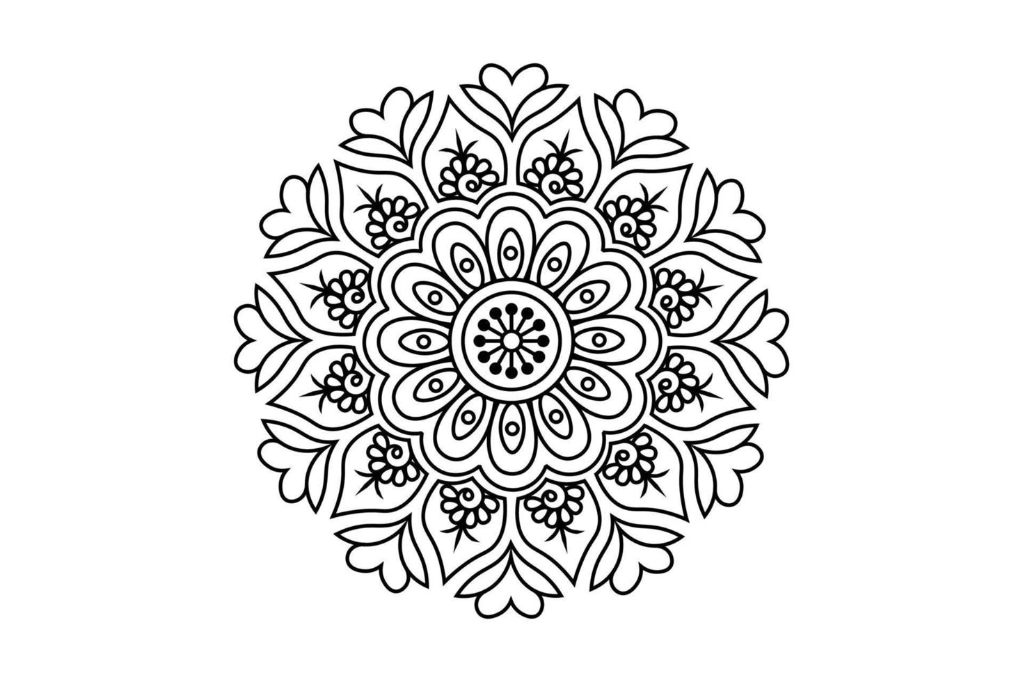 Handzeichnungs-Mandala, Umriss-Mandala-Design, freier Vektor