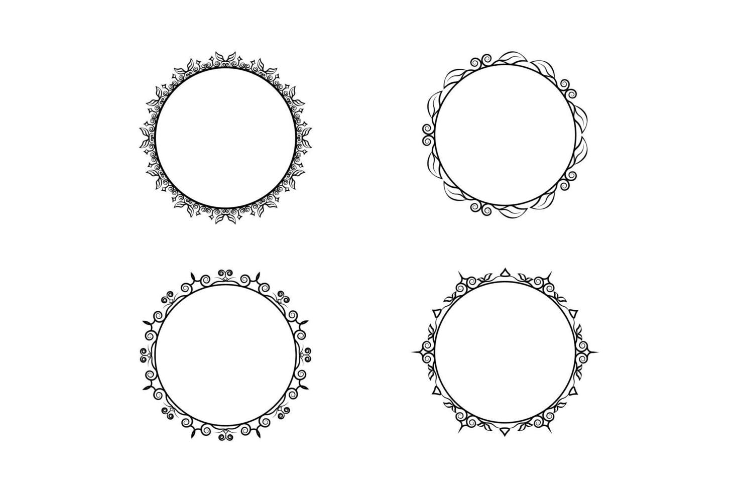 blommig handritning cirkel ram set, blom ram set, gratis vektor