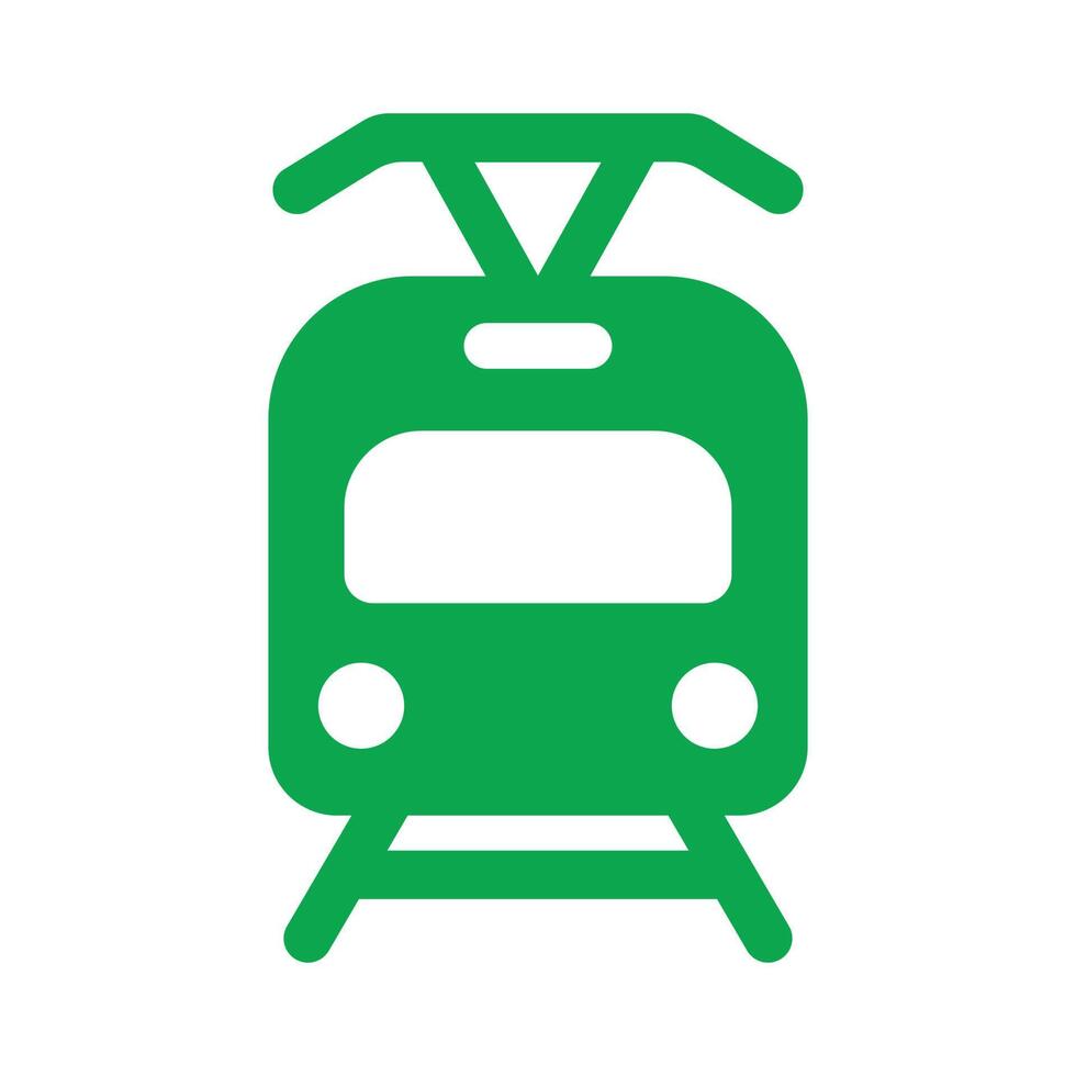 eps10 grünes Vektor-Tram-Symbol oder Logo im einfachen, flachen, trendigen modernen Stil isoliert auf weißem Hintergrund vektor