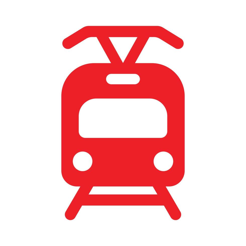 eps10 rotes Vektor-Tram-Symbol oder Logo im einfachen, flachen, trendigen modernen Stil isoliert auf weißem Hintergrund vektor