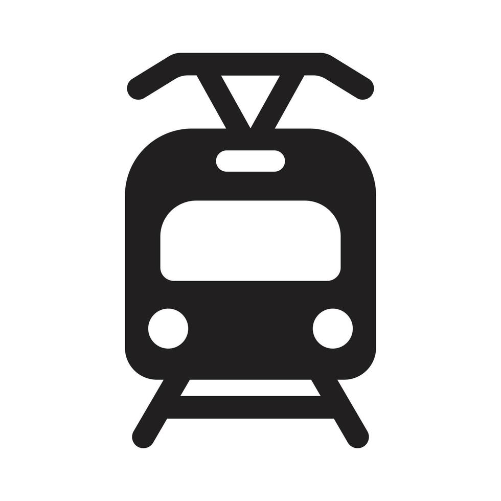 eps10 schwarzes Vektor-Tram-Symbol oder Logo im einfachen, flachen, trendigen modernen Stil isoliert auf weißem Hintergrund vektor