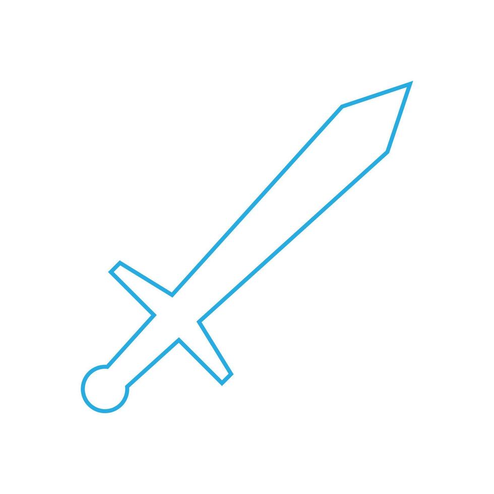 eps10 blå vektor svärd linjekonstikon eller logotyp i enkel platt trendig modern stil isolerad på vit bakgrund