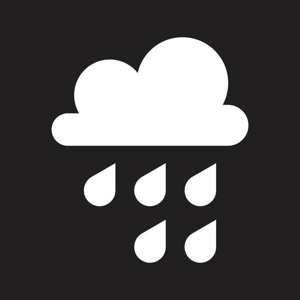eps10 vit vektor regn fast ikon eller logotyp i enkel platt trendig modern stil isolerad på svart bakgrund