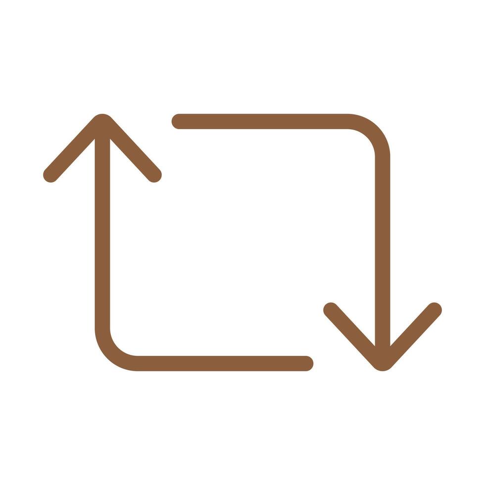 eps10 brun vektor retweet pilikon eller logotyp i enkel platt trendig modern stil isolerad på vit bakgrund