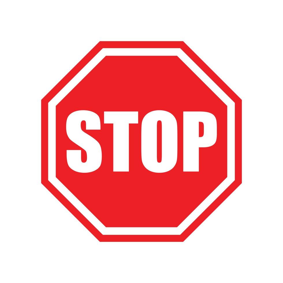 eps10 rotes Vektor-Stoppschild oder Logo im einfachen, flachen, trendigen modernen Stil isoliert auf weißem Hintergrund vektor