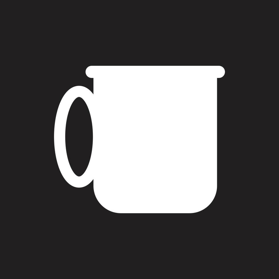 eps10 weiße Vektorkaffeetasse solides Symbol oder Logo in einfachem, flachem, trendigem, modernem Stil isoliert auf schwarzem Hintergrund vektor