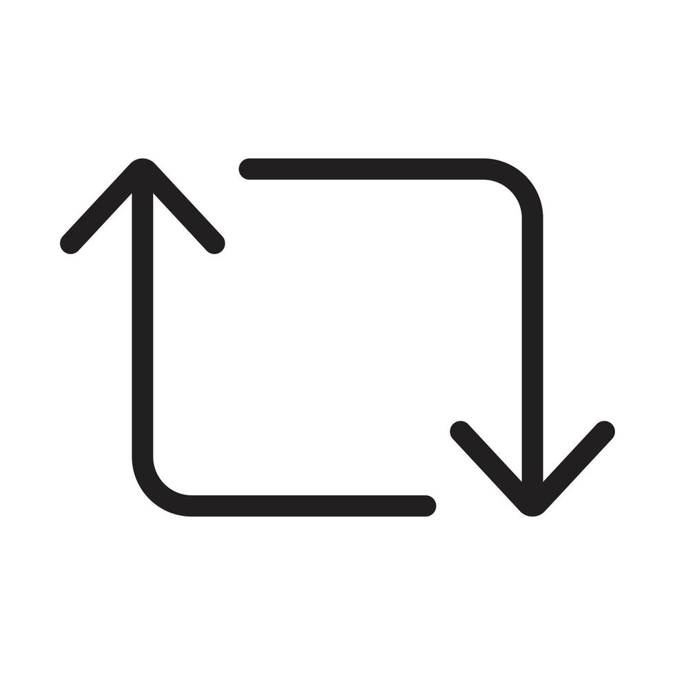 eps10 svart vektor retweet pilikon eller logotyp i enkel platt trendig modern stil isolerad på vit bakgrund