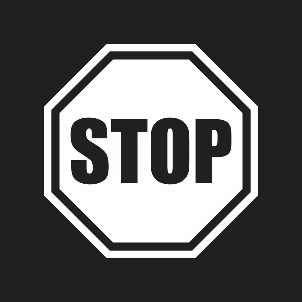 eps10 vit vektor stoppskylt eller logotyp i enkel platt trendig modern stil isolerad på svart bakgrund