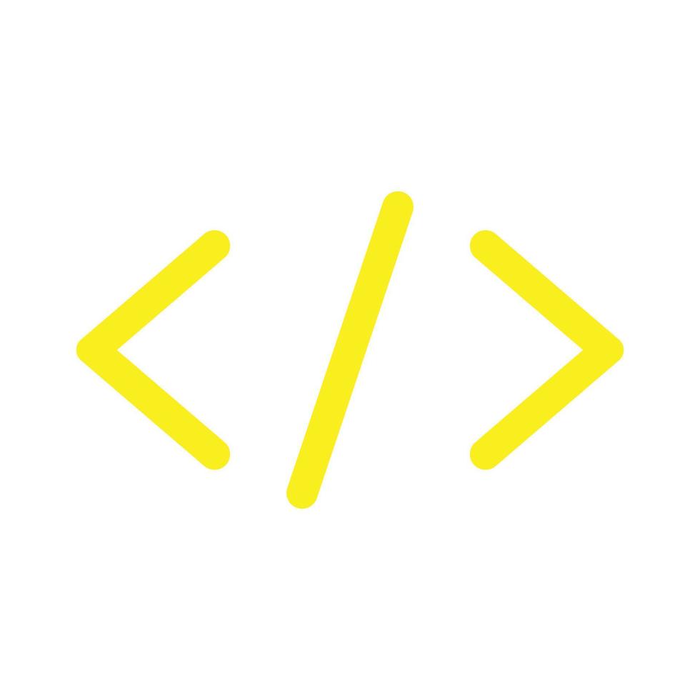 eps10 gelbe Vektorcodelinie Kunstikone oder -logo in der einfachen flachen modischen modernen Art lokalisiert auf weißem Hintergrund vektor