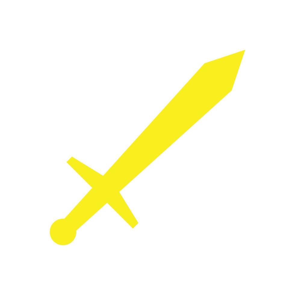 eps10 gul vektor svärd ikon eller logotyp i enkel platt trendig modern stil isolerad på vit bakgrund