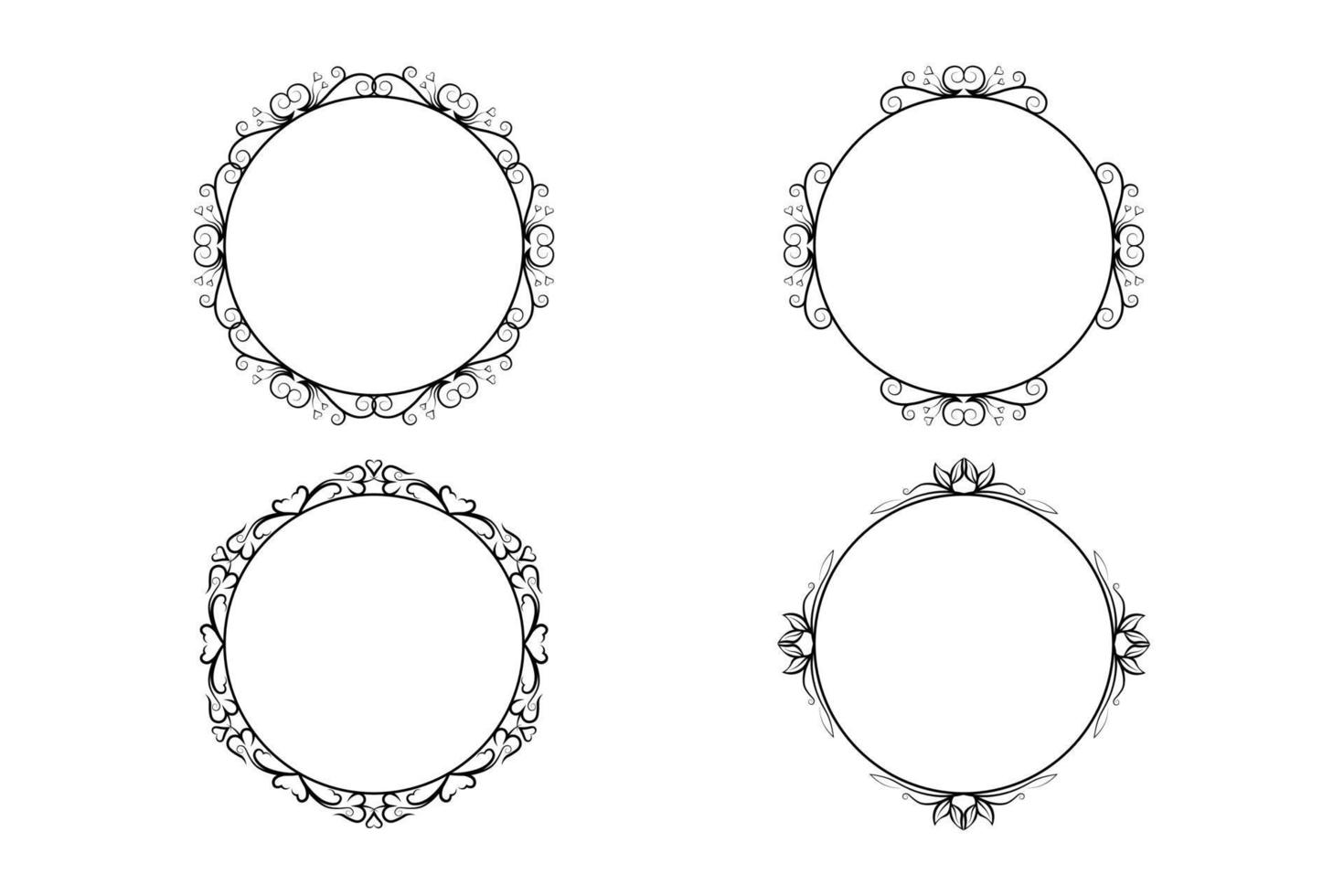 blommig handritning cirkel ram set, blom ram set, gratis vektor