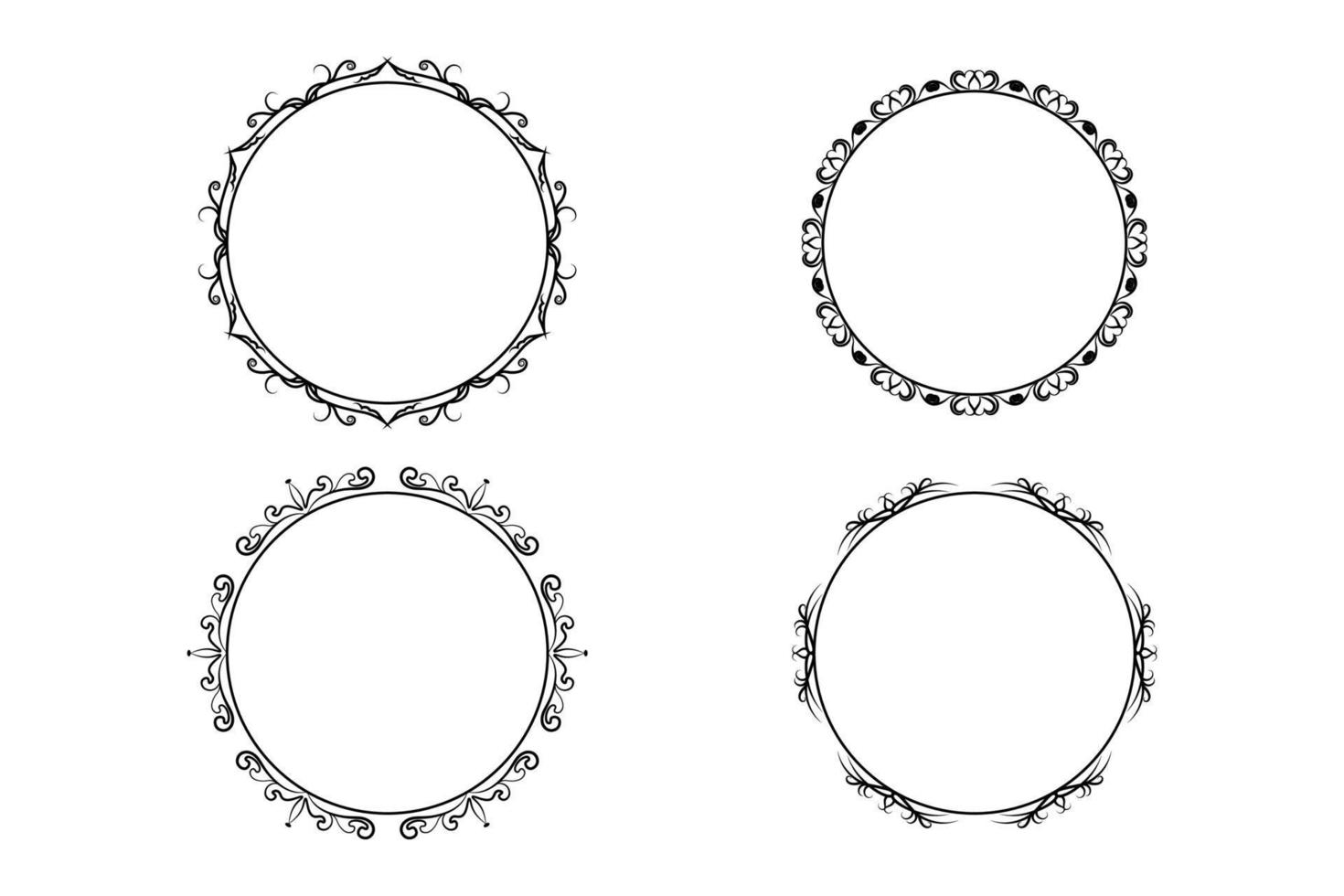 blommig handritning cirkel ram set, blom ram set, gratis vektor