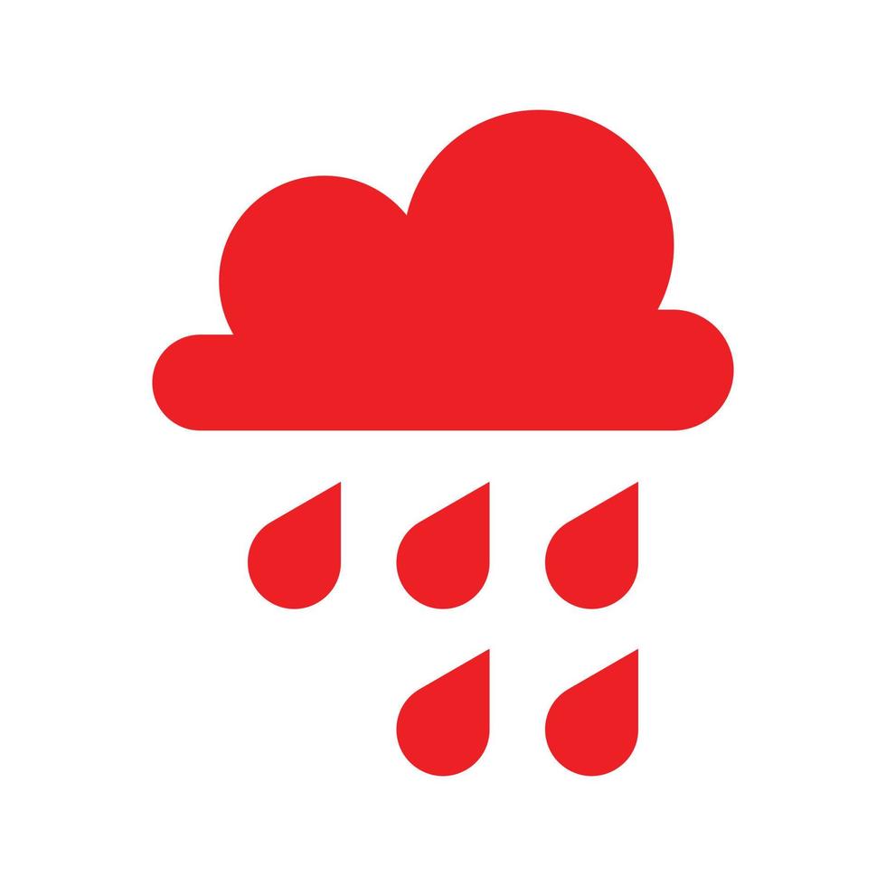 eps10 röd vektor regn fast ikon eller logotyp i enkel platt trendig modern stil isolerad på vit bakgrund