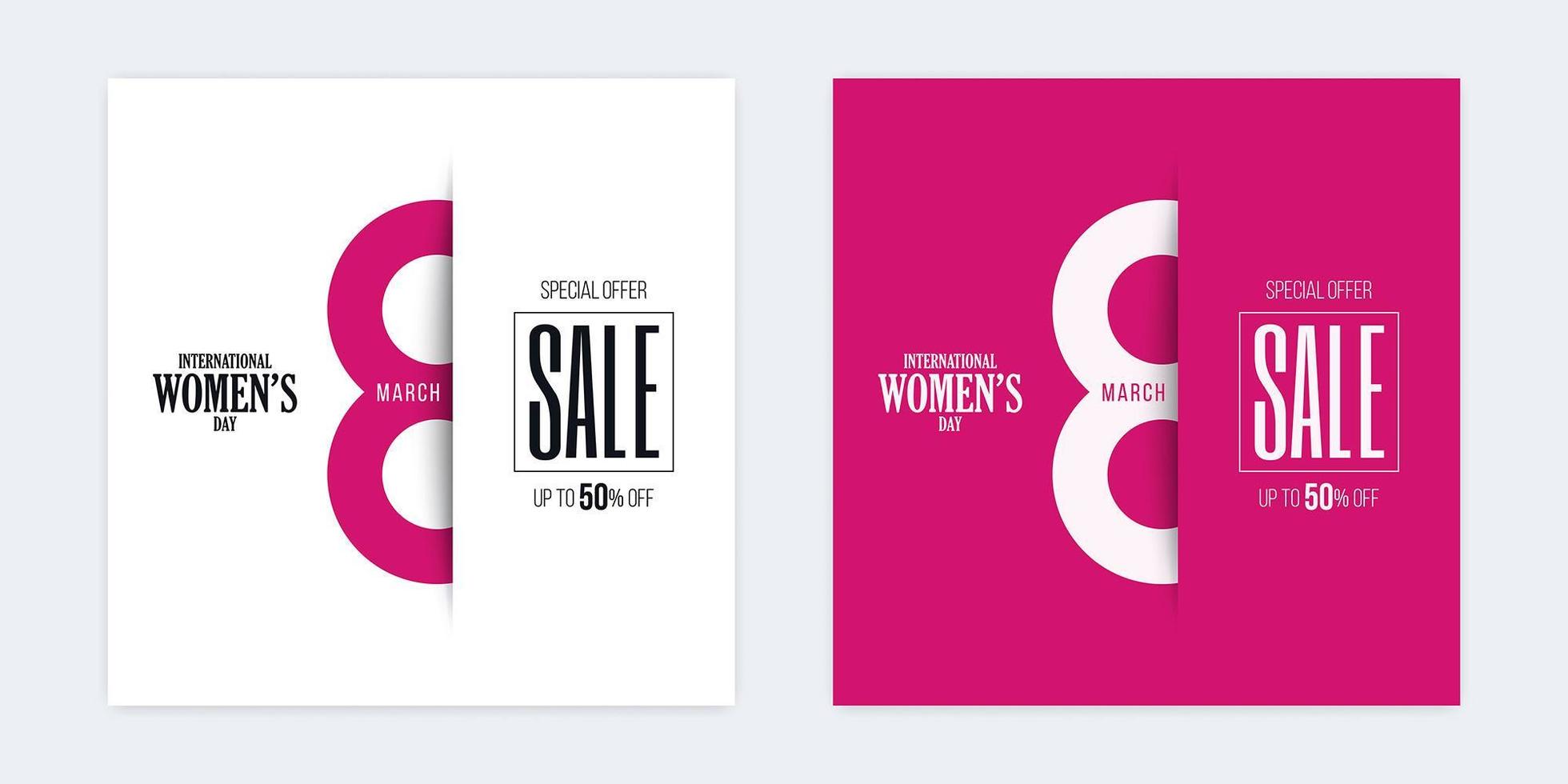 internationella kvinnors dag försäljning rabatt papper klipp banners vektor
