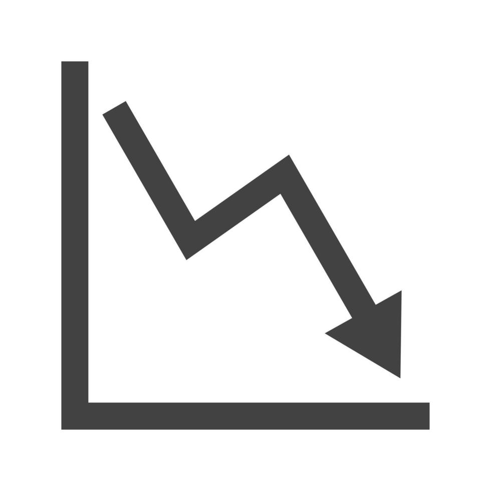 Glyphe schwarzes Symbol für abfallende Liniendiagramme vektor