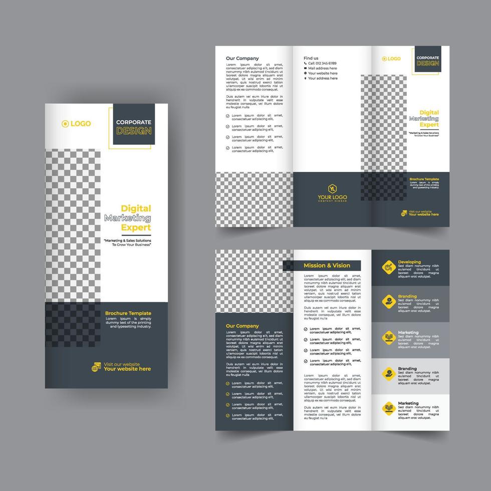 Business Trifold Broschüre Jahresbericht Cover, Digital Marketing Trifold Corporate Broschüre Cover oder Flyer Design. Flyer Präsentation. Katalog mit abstraktem geometrischem Hintergrund. moderne Vorlage. vektor
